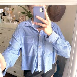 BUTTON DOWN COLLARED CROPPED SHACKET OVERSIZED